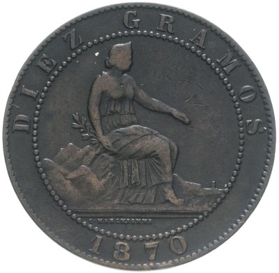 купить Испания 10 сентимо (centimos) 1870