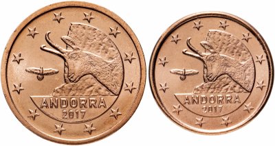 купить Андорра набор 1 и 2 евроцентов 2017 (2 штуки, UNC)