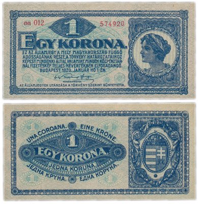 купить Венгрия 1 крона 1920 год Pick 57