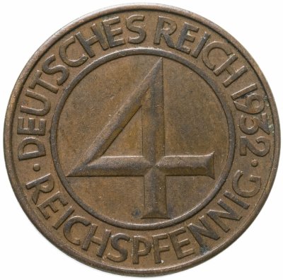 купить Германия (Веймарская республика) 4 рейх пфеннига (reichspfennig) 1932 D