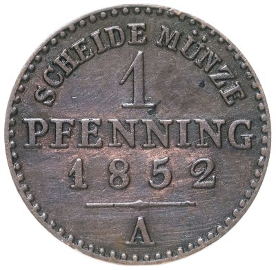 купить Германия, Пруссия 1 пфенниг 1852
