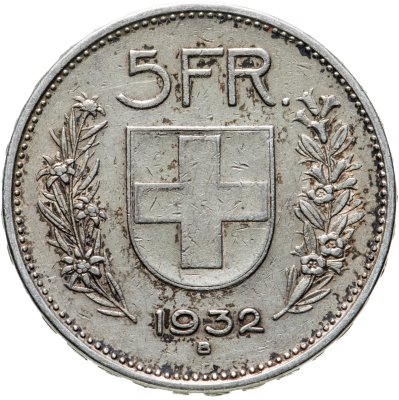 купить Швейцария 5 франков (francs) 1932