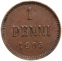 Купить 1 пенни (penni) 1905, монета для Финляндии