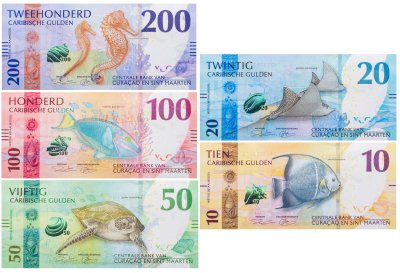 купить Кюрасао и Синт-Мартен набор из 5 банкнот 10-20-50-100-200 гульденов 2025