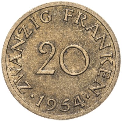 купить Саар 20 франков (francs) 1954