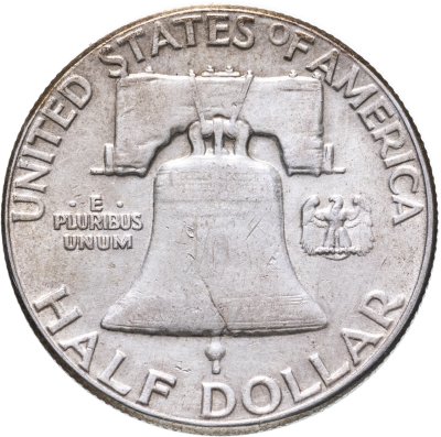 купить США 50 центов (1/2 доллара, half dollar) 1963 Franklin Half Dollar (Франклин) без обозначения монетного двора США