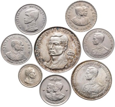 купить Таиланд набор из 8 монет 1963-1971, в футляре