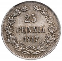 Купить 25 пенни (pennia) 1917 S гербовый орел с коронами