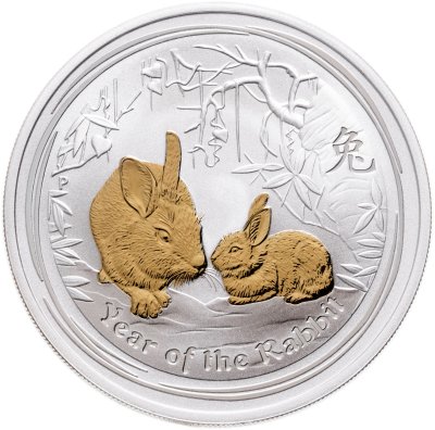 купить Австралия 1 доллар 2011 «Восточный календарь - год кролика» с позолотой