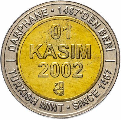 купить Турция 1000000 лир (lira) 2002 "535 лет Стамбульскому монетному двору, ноябрь (Kasim) 1 ноября (01 Kasim)"