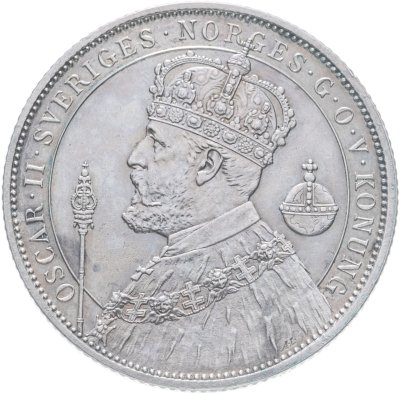 купить Швеция 2 кроны (kronor) 1897 25 лет вступлению на престол Короля Оскара II (серебряный юбилей)
