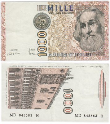 купить Италия 1000 лир 1982 года (Pick 109a)
