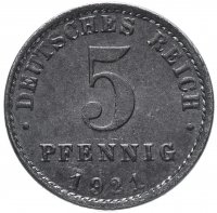 купить Германия (Веймарская республика) 5 пфеннигов 1921