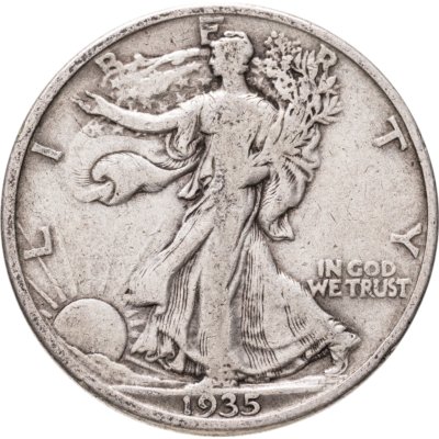 купить США 50 центов (1/2 доллара, half dollar) 1935 Walking Liberty Half Dollar Без отметки монетного двора