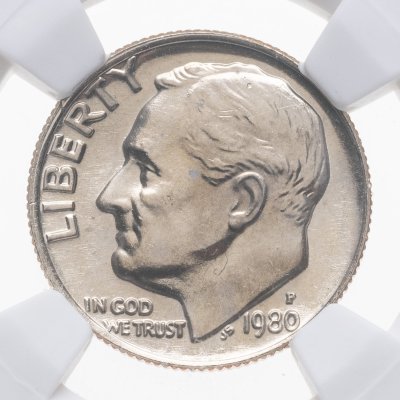купить США 10 центов (one dime) 1980 "Roosevelt Dime" в слабе DNC MS65