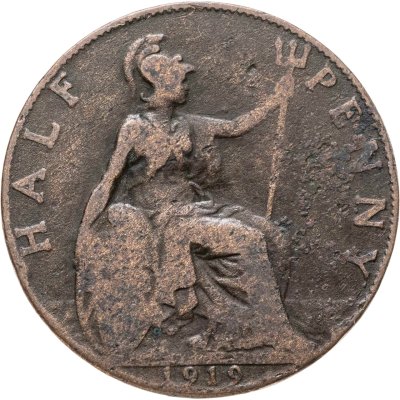 купить Великобритания 1/2 пенни (penny) 1919