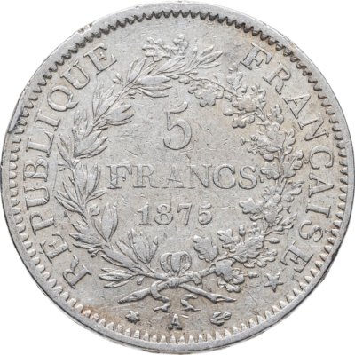 купить Франция 5 франков 1875 "A" - Париж