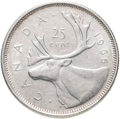 купить Канада 25 центов (cents) 1965