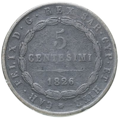 купить Италия, Сардиния 5 чентезимо 1826