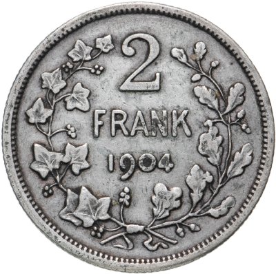 купить Бельгия 2 франка (francs) 1904 Надпись на голландском - 'DER BELGEN'