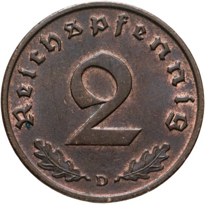 купить Германия (Третий Рейх) 2 рейхспфеннига "D" 1939