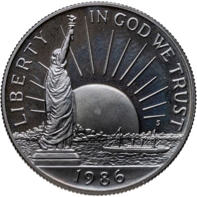 купить США 50 центов (1/2 доллара, half dollar) 1986 S Statue of Liberty (100 лет Статуе Свободы) знак монетного двора "S" - Сан-Франциско