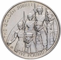 купить Джерси 5 фунтов (pounds) 2002 50 лет коронации Королевы Елизаветы II (Зотолой юбилей)