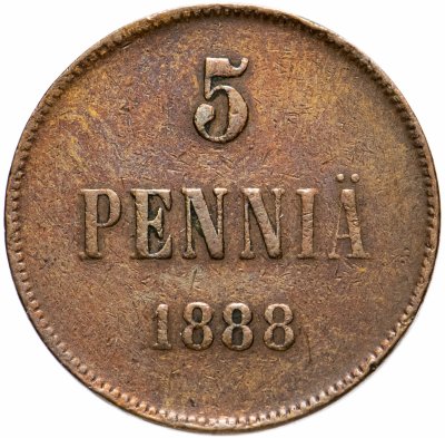 купить 5 пенни 1888, монета для Финляндии