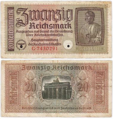 купить Германия 20 рейхсмарок 1940-1945 Немецкие оккупационные территории