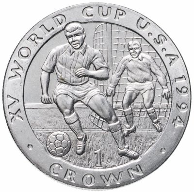купить Остров Мэн 1 крона 1994 Чемпионат Мира по футболу в США нападающий