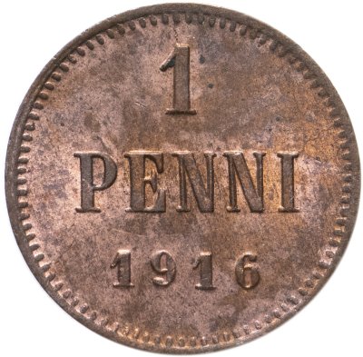 купить 1 пенни 1916, монета для Финляндии