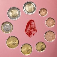 Купить Испания годовой набор монет евро 2019 (9 штук, включая юбилейную 2 евро, UNC в официальном буклете)