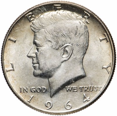 купить США 1/2 доллара (half dollar, полдоллара, 50 центов) 1964 "Кеннеди" без знака монетного двора