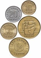 Купить Эстония набор 5 монет 1994-2008 с юбилейной