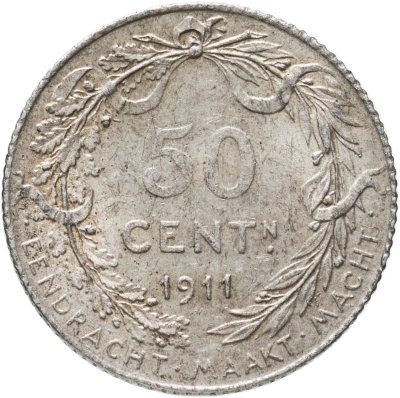 купить Бельгия 50 сантимов (centimes) 1911 Надпись на голландском - 'ALBERT KONING DER BELGEN'