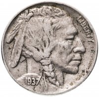 Купить США 5 центов (cents) 1937 Buffalo Nickel Без отметки монетного двора