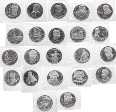 купить Набор СССР Proof из 22 монет 1 рубль 1987-1991г (банковская запайка)