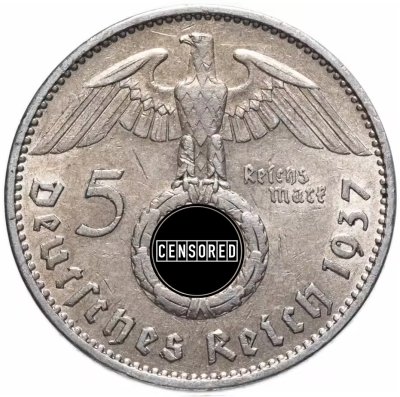 купить Фашистская Германия (Третий Рейх) 5 рейхсмарок (reichsmark) 1937 A орел со свастикой