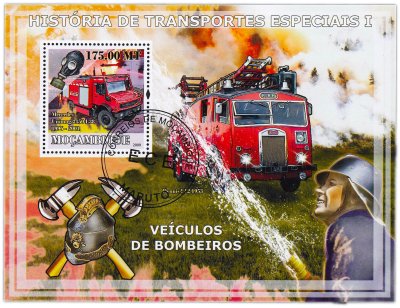 купить Мозамбик марки квартблок "Автомобили. Машины. Пожаная машина" 175 метикал 2009