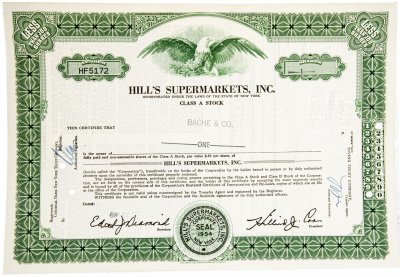 купить Акция США HILL'S SUPERMARKETS, INC., 1961- 1962 гг.