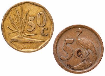 купить ЮАР набор из 2-х монет 5 и 50 центов 1990-1995, случайная дата