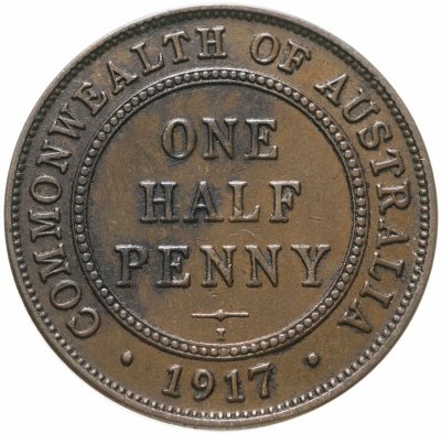 купить Австралия 1/2 пенни (penny) 1917