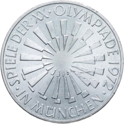 купить Германия 10 марок (mark) 1972 J "XX летние Олимпийские Игры, Мюнхен 1972 - Эмблема"