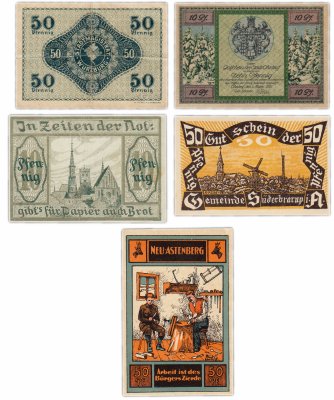 купить Германия (разные земли) набор из 5 нотгельдов 1920-1921
