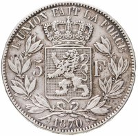 купить Бельгия 5 франков 1870