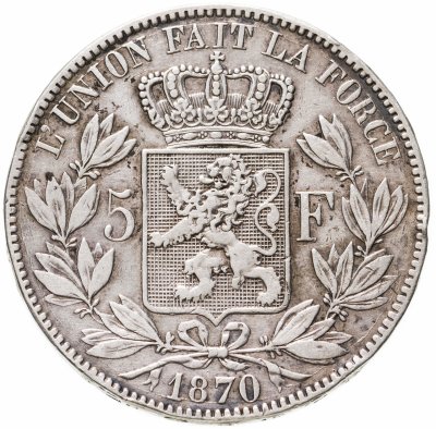 купить Бельгия 5 франков 1870