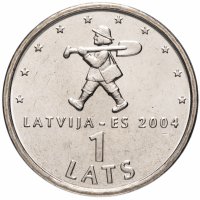 Купить Латвия 1 лат 2004 "Землекоп (Спридитис)"