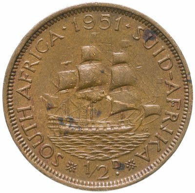 купить ЮАР 1/2 пенни (penny) 1951