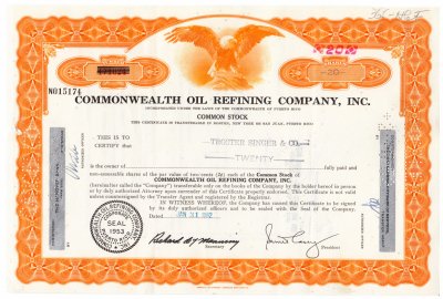 купить Акция США - Commonwealth Oil Refining Company, Inc 1960-1962 гг.