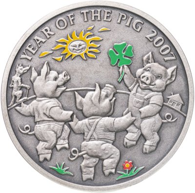 купить Ниуэ 1 доллар (dollar) 2006 "Китайский календарь - Год свиньи" Три поросенка